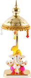 Exquisite Marble Ganesh with Umbrella Elegant Idol Decorative Showpiece - 20 cm  (Polyresin, Multicolor)